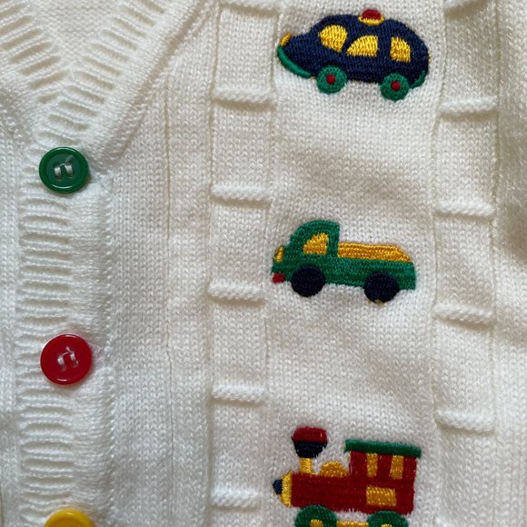 White Multi-Color Button Down Cardigan Sweater by Baby Superstore 12 Months NWOT - Picture 2 of 10